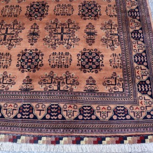 6x9 ft Turkmen Bukhara rug, Large handmade Brown Flower Rug, 6x10 Rustic living room rug, rug for bedroom, Housewarming carpet rug, Mid century Modern