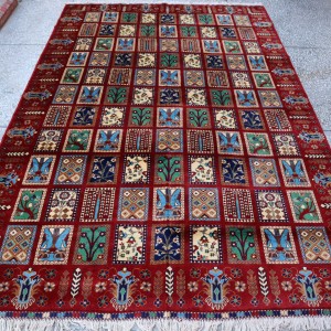 6x9 Afghan bakhtiari rug, Red Turkmen Handmade Wool rug, living room bedroom, Kitchen dining room rug, large hall museum library rug.