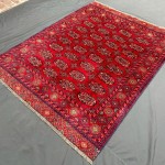 9x12 Rend oriental Bokhara design Rug, Antique design Red Rug, Soft high pile handspun wool, all natural vegetable dye rug, Living room and bedroom