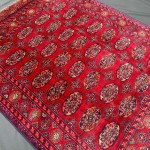 9x12 Rend oriental Bokhara design Rug, Antique design Red Rug, Soft high pile handspun wool, all natural vegetable dye rug, Living room and bedroom