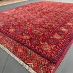 9x12 Rend oriental Bokhara design Rug, Antique design Red Rug, Soft high pile handspun wool, all natural vegetable dye rug, Living room and bedroom