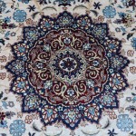 8x8 ft Traditional Round Rug, Afghan Handmade Flower Circle Rug, White Blue Floral Wool Rug, Rugs Living Room, Gaming Rug, Circular Rug Carpet