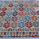 6x9 ft Afghan kilim rug, Large beige flatweave natural wool rug kilim, Living room bedroom, Colorful dining room dorm rug, Turkish geometric kilim.