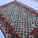 6x9 Afghan Colorful kilim rug, Hand-knotted Turkmen Wool Kilim, Beige Pink Green home decor large Turkish rug, Kitchen Dinning room Flatweave carpet,